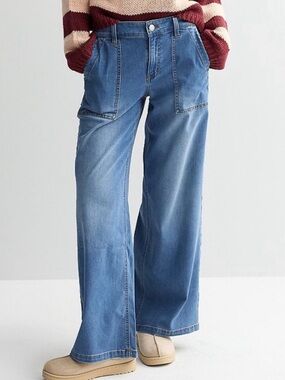 NWT Project Indigo Wide Leg Drapey Elastic Back Trousers Pants Denim Jeans XL